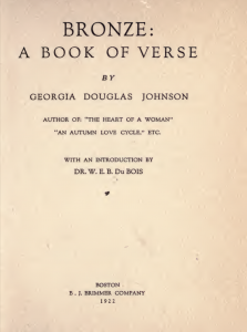 Bronze: A Book of Verse. Title Page.